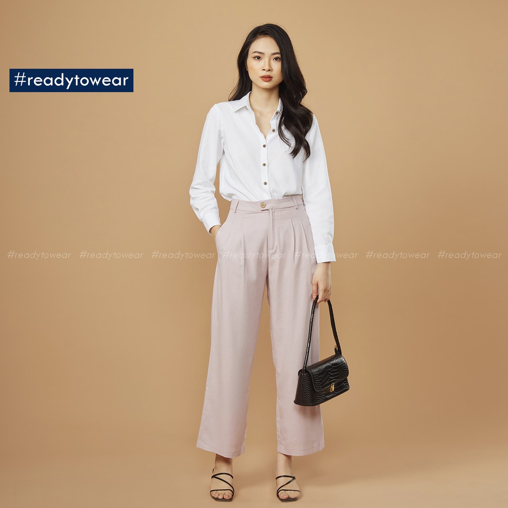 Quần ống suông nữ cạp cao - quần cullotes ống xuông rộng dài lưng cao công sở - linen pants trousers Q01