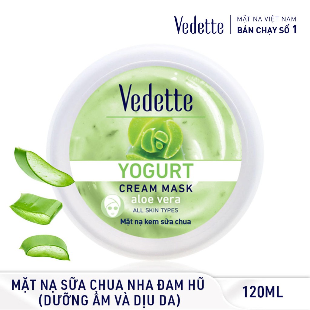 Mặt Nạ Kem Sữa Chua Nha Đam 120ml VEDETTE - DƯỠNG DA ẨM & DỊU DA