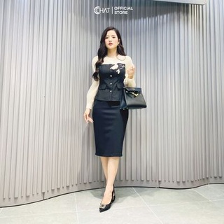 Sơ mi phối đính thêu hoa CCHAT