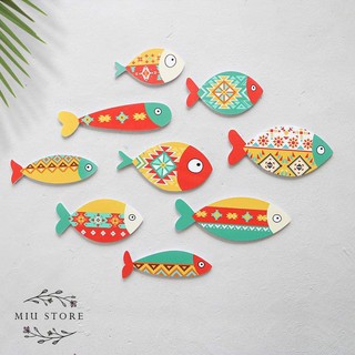 Bảng gỗ set cá 9 em decor bảng gỗ trang trí phòng siêu yêu