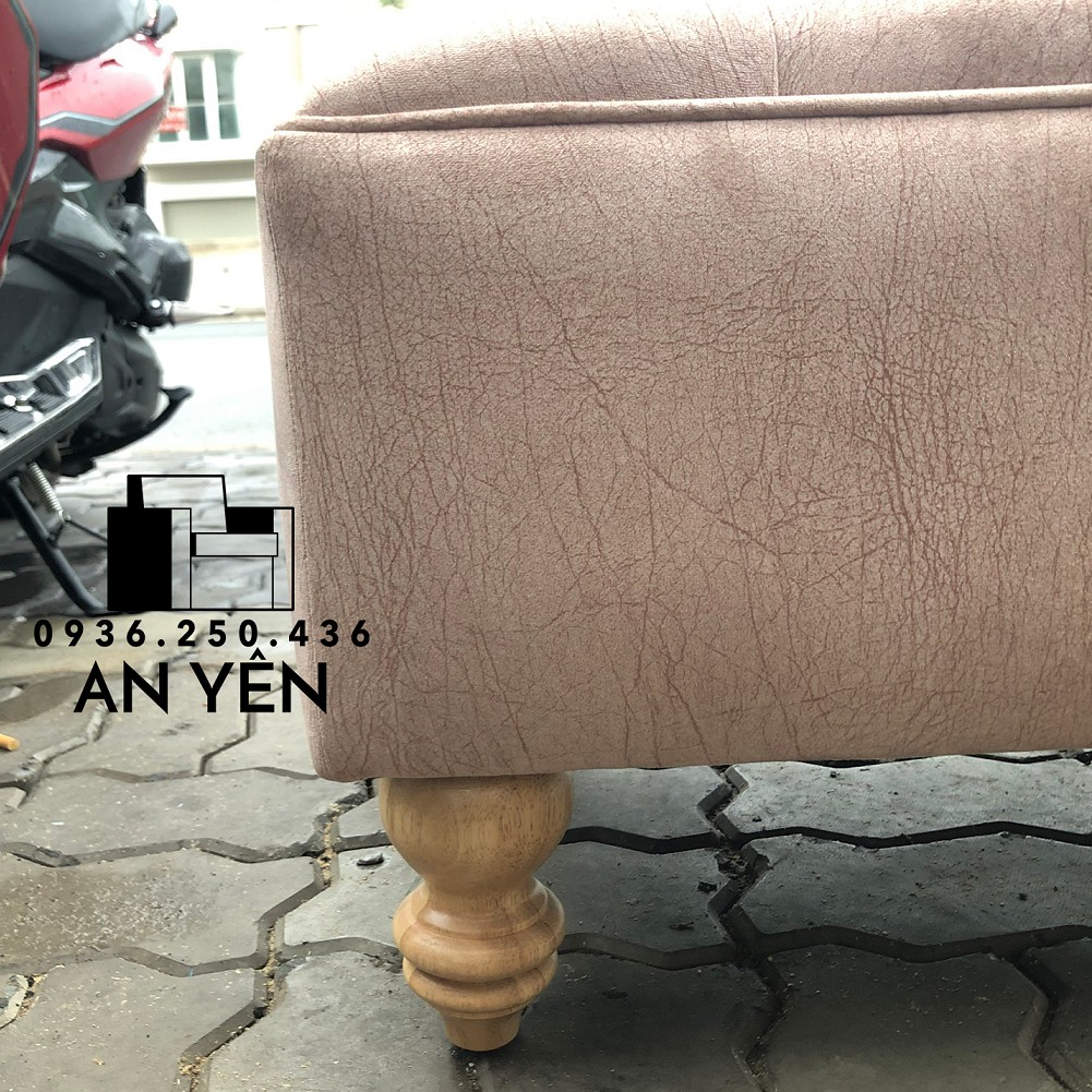 Ghế đôn dài rút múi cổ điển chân gỗ Sofa nhung Decor Phòng khách AYD03