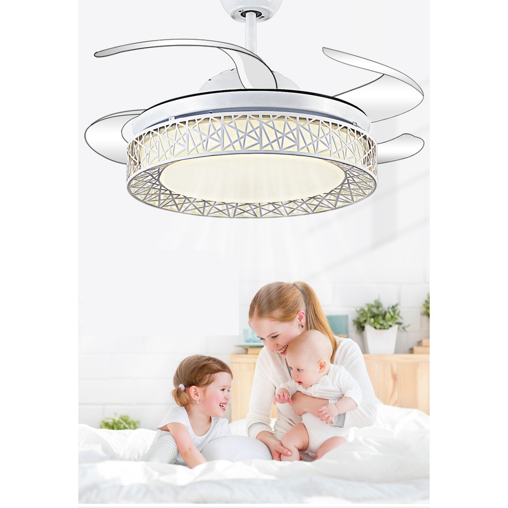 Đèn Quạt Trần Giấu Cánh Cụp Xòe Cao Cấp (Có điều khiển từ xa) | BigBuy360 - bigbuy360.vn