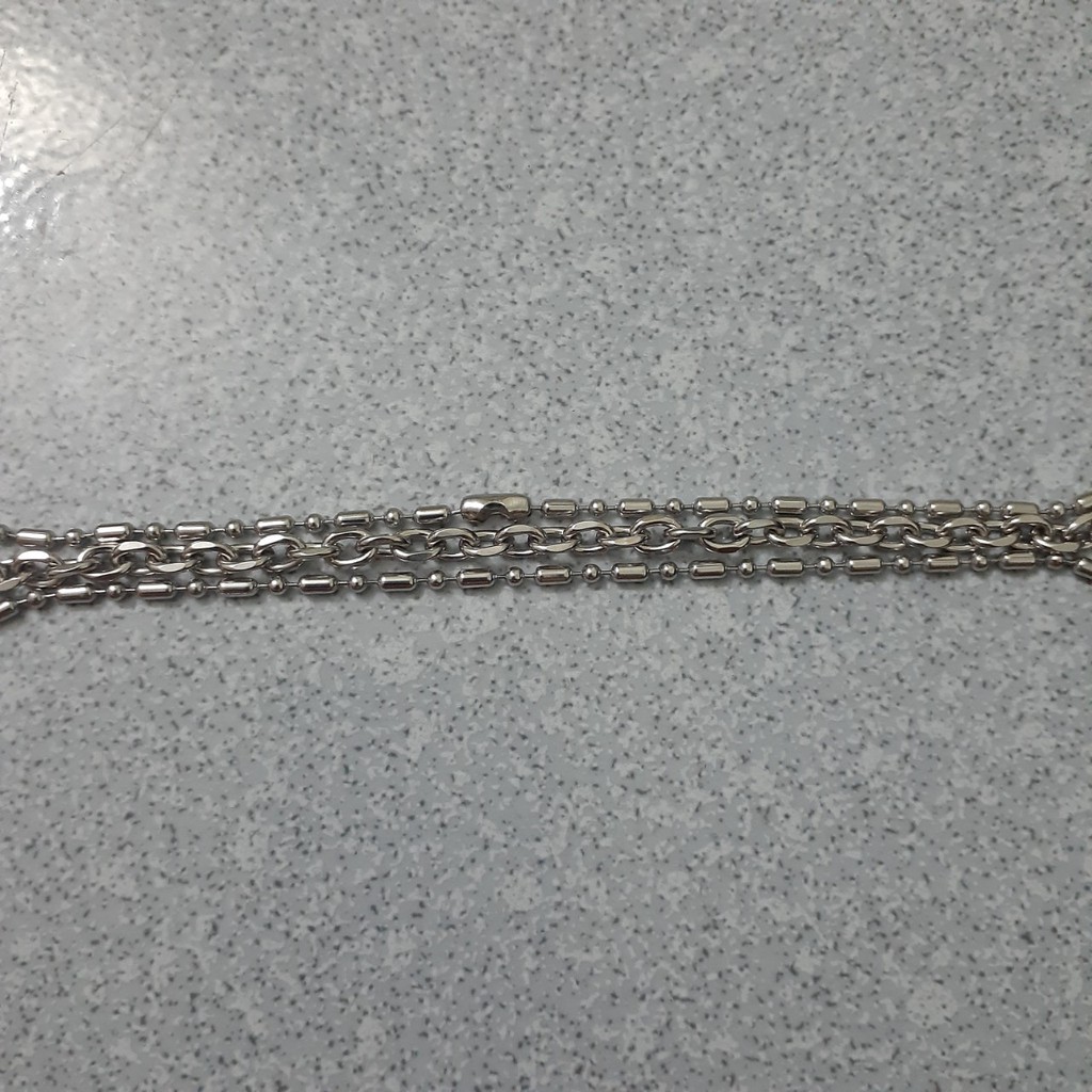 lắc tay inox cao cấp 3 tầng kiểu trúc bi kết hợp dây xích vát canh 5 ly siêu đẹp, không đen, chuẩn thời trang