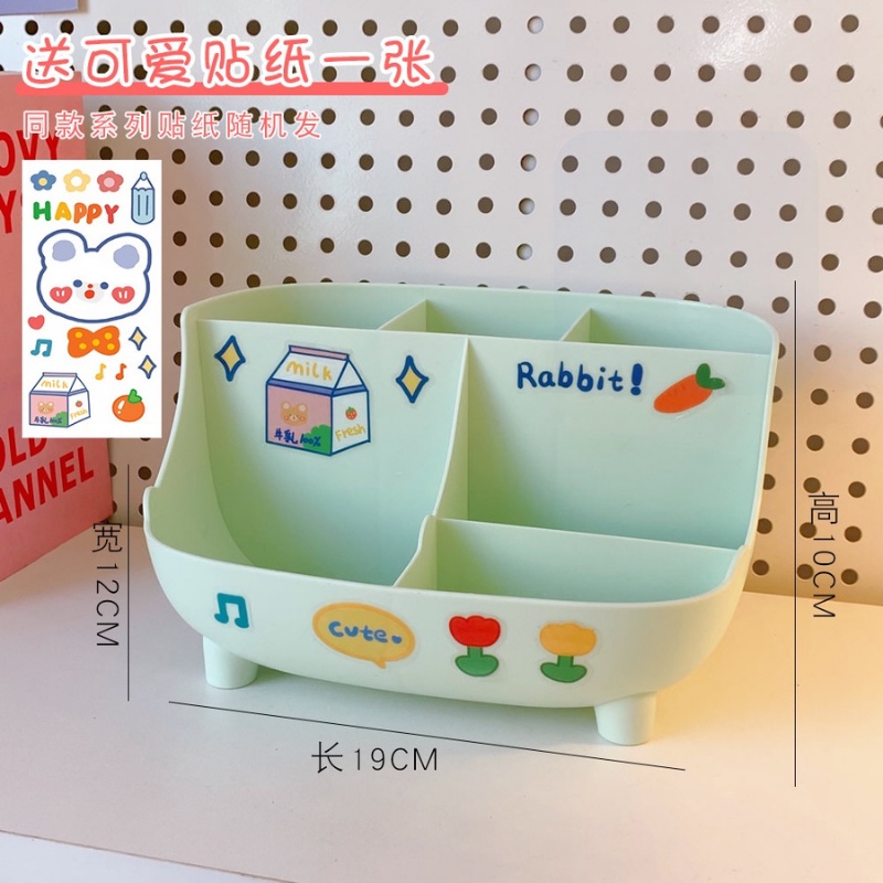 Kệ để bàn đựng bút cọ trang điểm phong cách Nhật Bản 6 ngăn tiện lợi tặng kèm sticker Miibooshi D4.056.HO