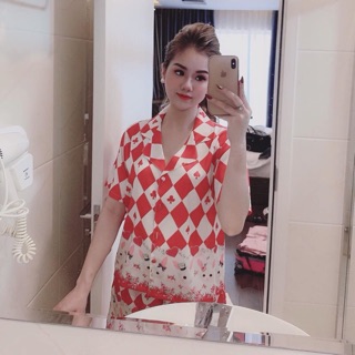 Bộ lụa satin lá bài chân thỏ