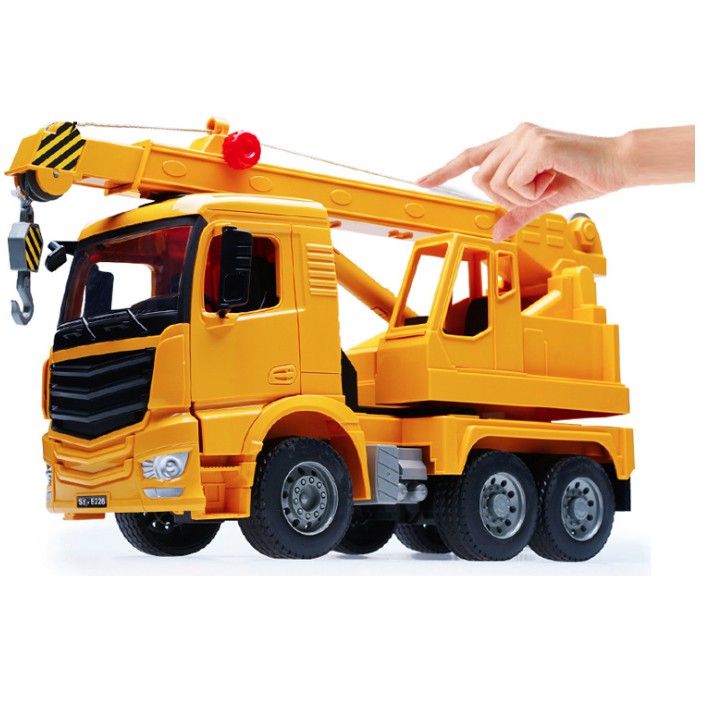 Mô hình xe cẩu móc cỡ lớn đồ chơi trẻ em màu vàng cam bằng nhựa cao cấp hãng Double Model : E226-002