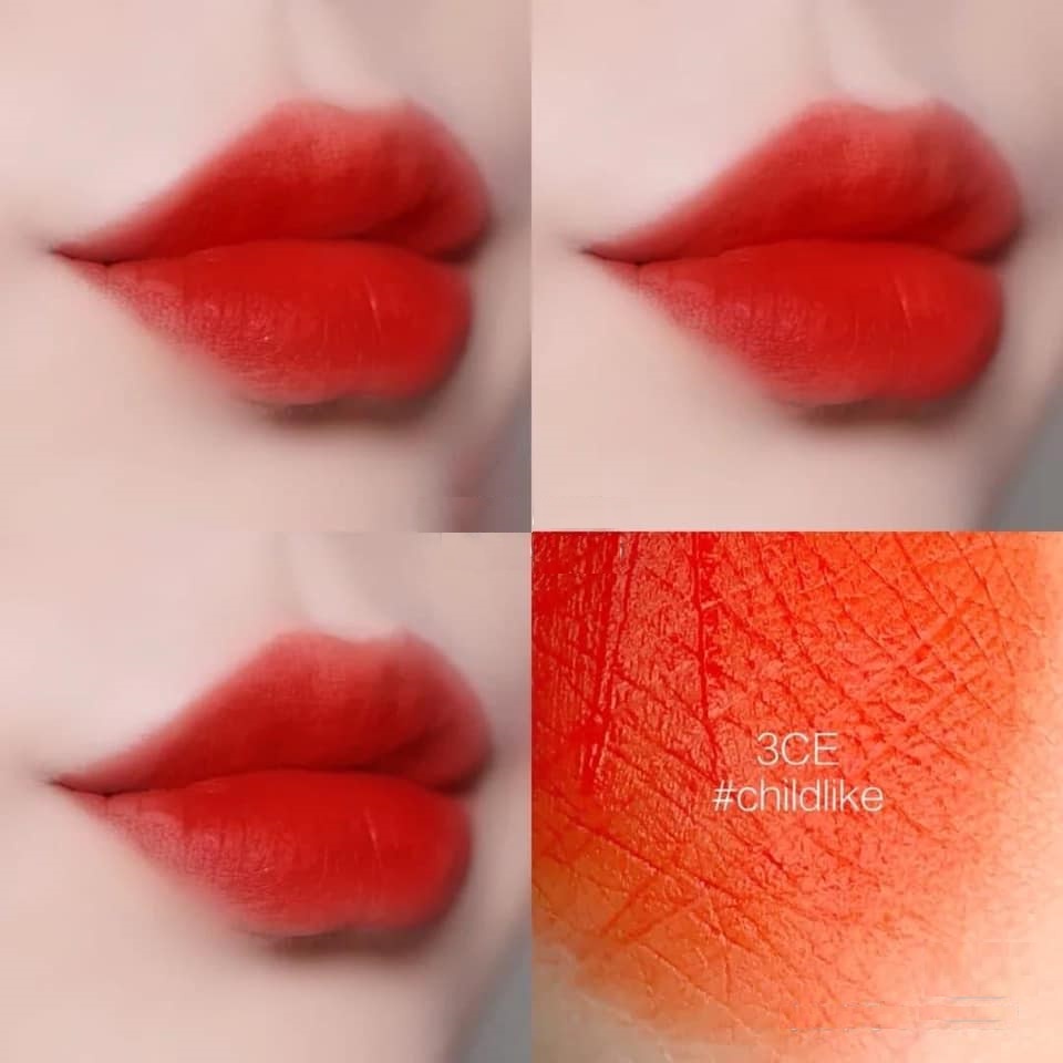 Son 3CE velvet lip tint chính hãng màu đỏ cam CHILDLIKE