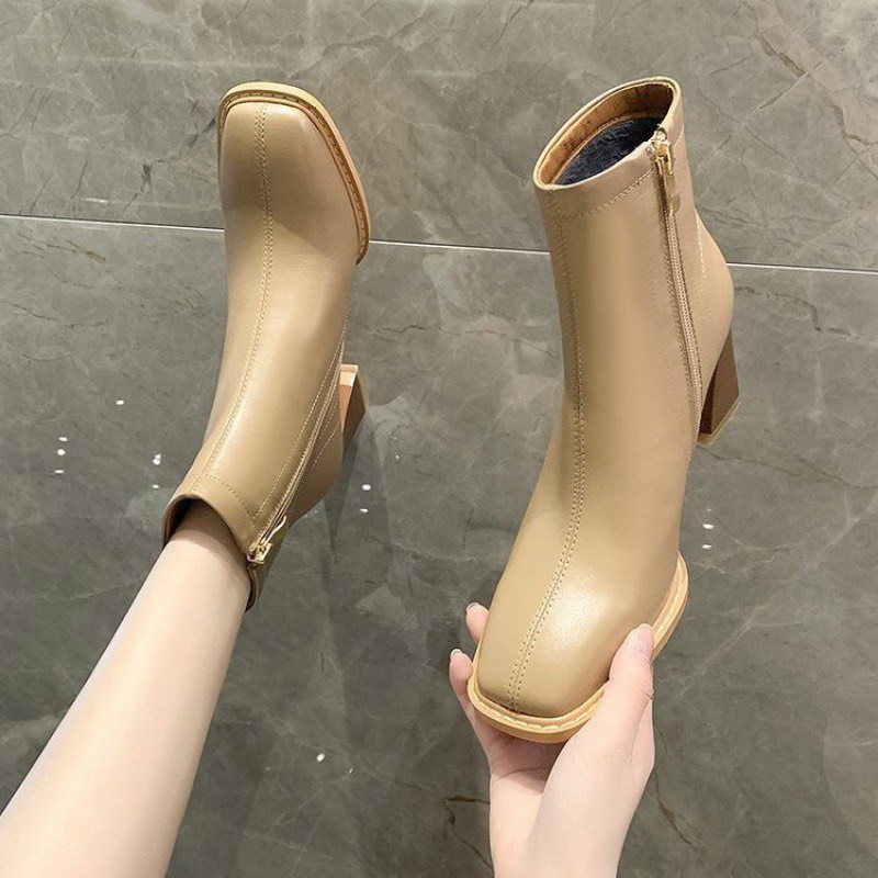 [SẴN -LOẠI 1] Bốt nữ Ankle Boots nữ tính nhẹ nhàng da cực mềm đế gỗ siêu đẹp