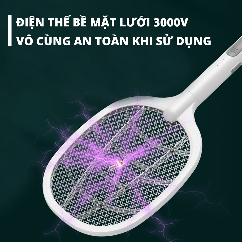 Vợt Muỗi Điện Kiêm Đèn Bắt Muỗi 2 Trong 1 1200mah - Điện Thế Bề Mặt Lưới 3000V - Bảo Hành 6 tháng - 1 đổi 1 DWP001