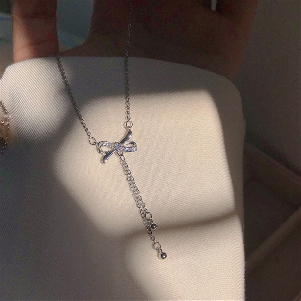 Vòng cổ Choker Dáng Dài Phối Nơ Tua Rua Phong Cách Hàn Quốc Thời Trang