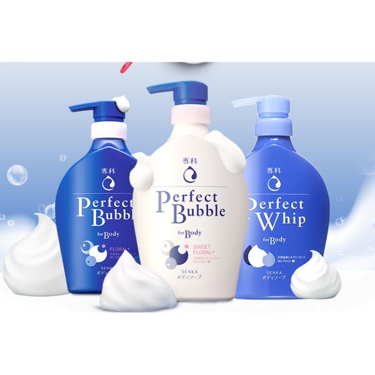 Sữa tắm dưỡng ẩm hương hoa tươi mát Senka Perfect Bubble for Body Floral Plus 500ml