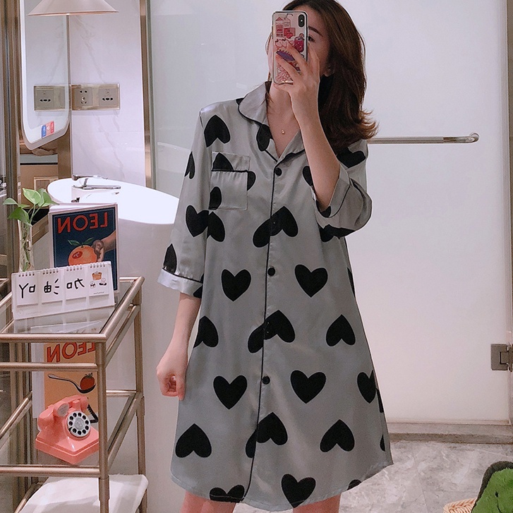 Đồ ngủ Tay Dài Chất Lụa Plus Size M-5Xl Thời Trang Quyến Rũ Cho Nữ