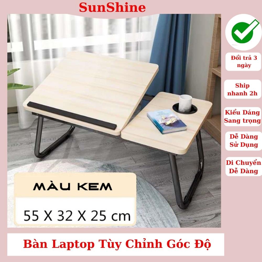 Bàn học laptop đa năng ngồi sàn ngồi giường gấp gọn thông minh tùy chỉnh góc độ có khay để cốc chặn laptop ipad