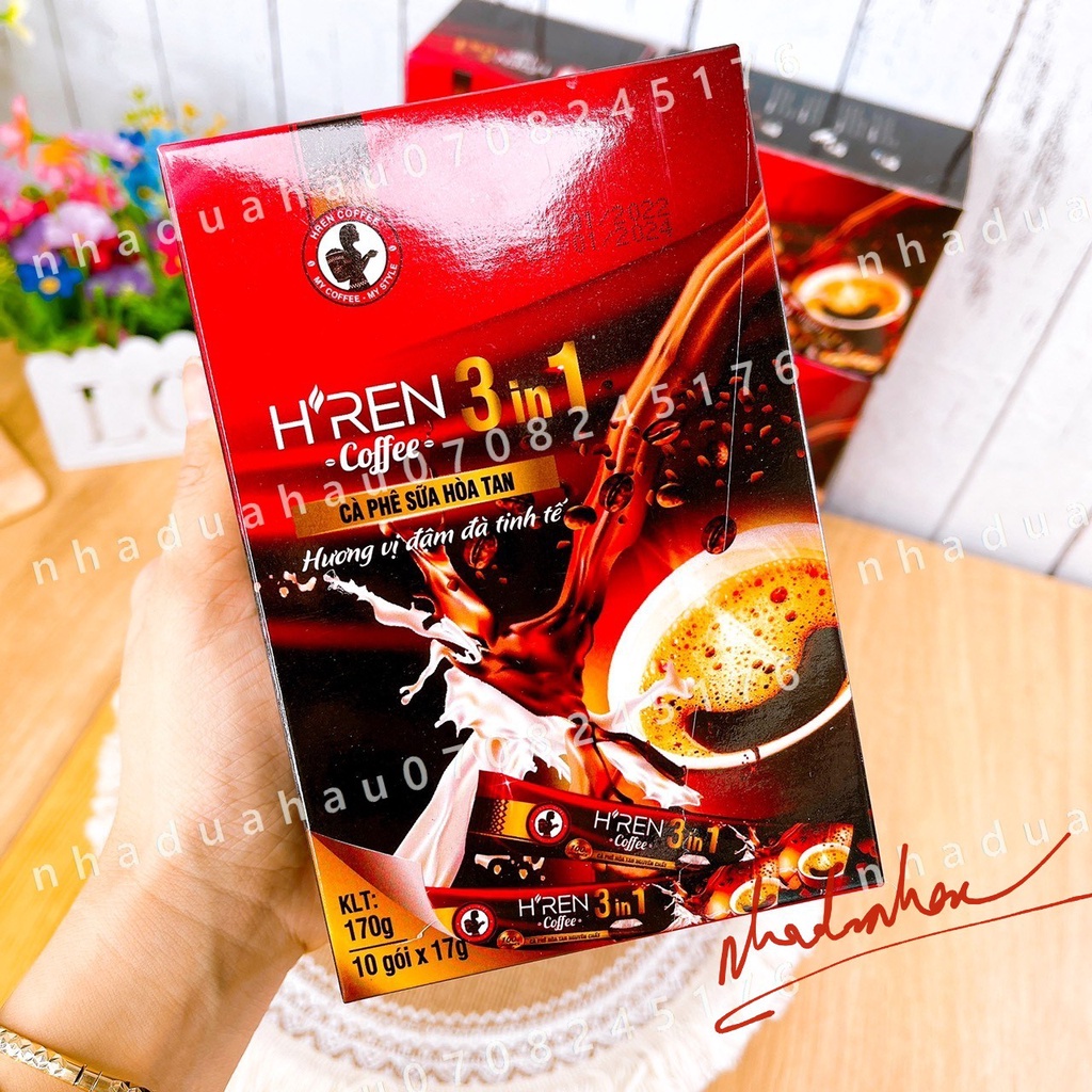 Một hộp cafe sữa hòa tan Hren đặc sản ĐăkLăk hộp 10 gói x17gam