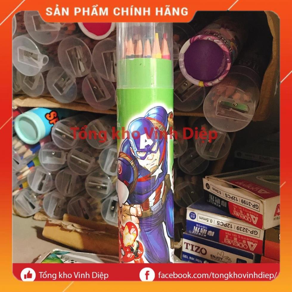Lọ bút chì màu 12 - 18 màu, hộp bút chì màu 12 18 cây, nắp kèm chuốt gọt bút