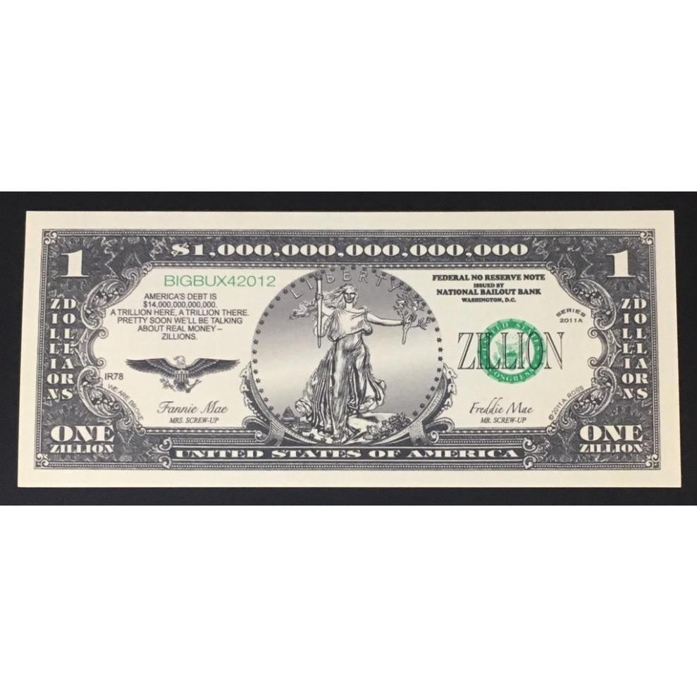 Combo 2 tờ tiền Kỷ niệm mệnh giá 1 Triệu Tỷ Đô hình Nữ Thần Tự Do - Play Money.
