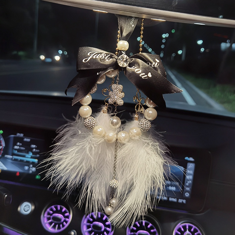 Dây treo trang trí gương chiếu hậu xe hơi đính ngọc trai cao cấp sáng tạo