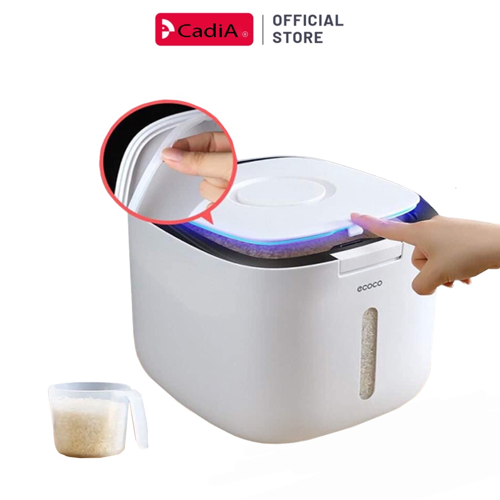 Thùng Đựng Gạo, Đựng Các Loại Hạt Sang Trọng Thương Hiệu Ecoco 10L Màu Sắc Hiện Đại Chống Ẩm Mốc Côn Trùng