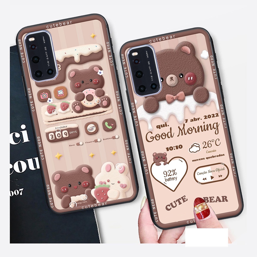 Ốp lưng Vivo V19 in hình Gấu nâu - hồng, Gấu Be@rick  cực CUTE, DỄ THƯƠNG
