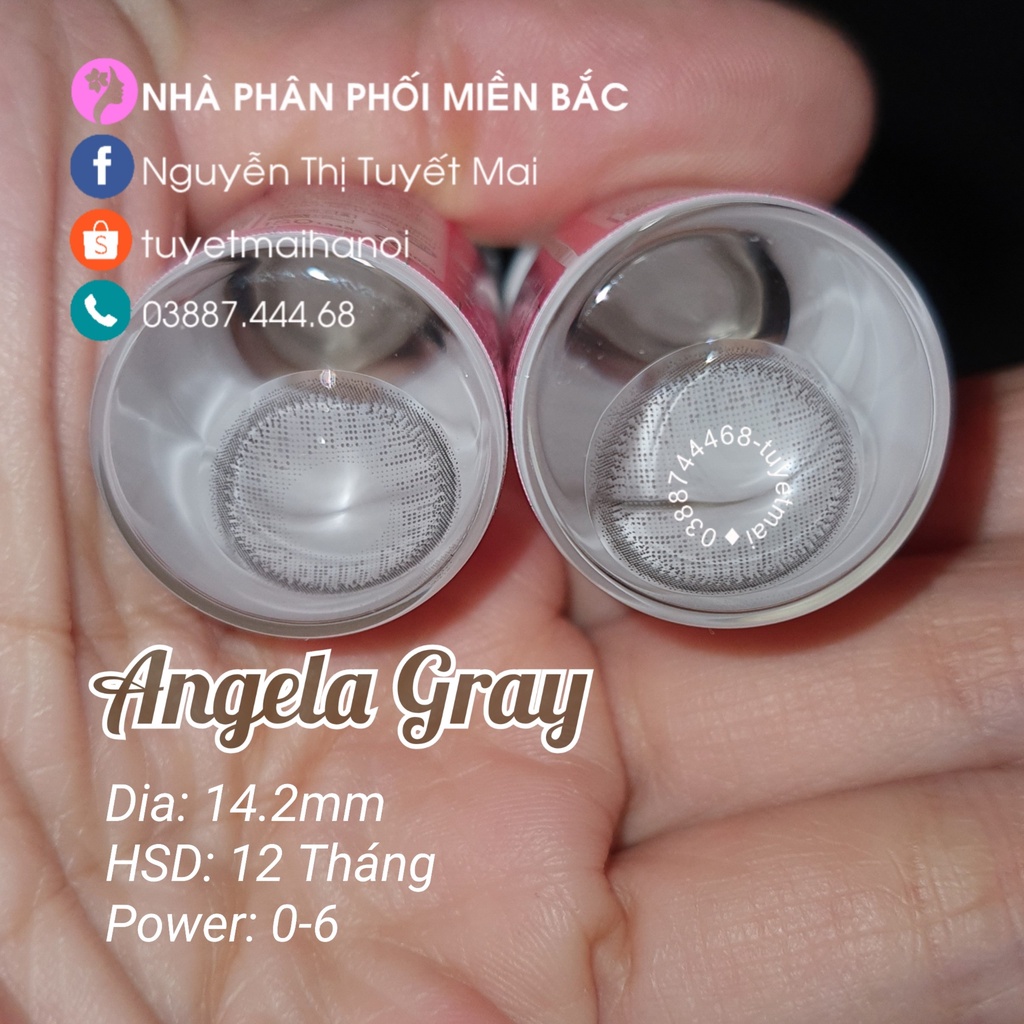 [ Ảnh Thật ] Lens Cận Màu Xám Tự Nhiên Siêu Êm Siêu Mềm Angela Gray 14.2mm - Kính Áp Tròng Hàn Quốc Vassen Sexy Me