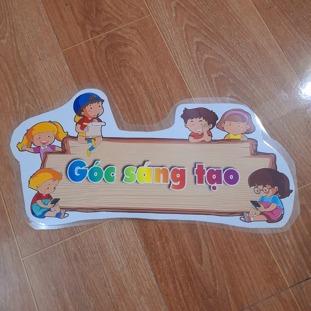 Góc thư viện, góc học tập, góc thiên nhiên, góc trưng bày, góc sáng tạo ép plastic (sẵn băng keo dán tường)