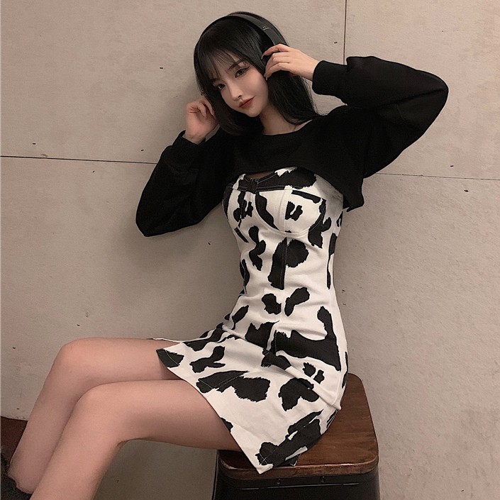 Xiaozhainv Áo Sweater + Đầm Họa Tiết Da Beo Độc Đáo Thời Thượng Dành Cho Nữ | BigBuy360 - bigbuy360.vn