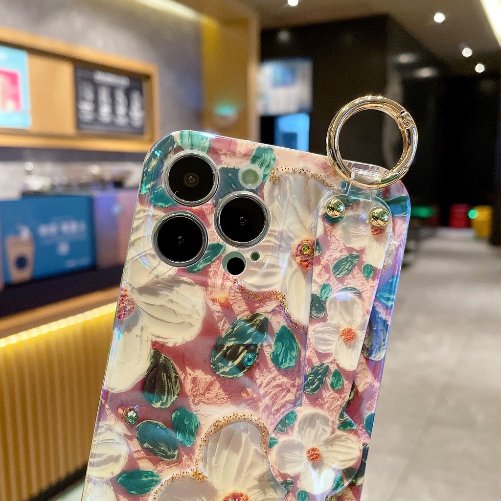 Ốp Điện Thoại Hình Hoa Có Dây Đeo Cho iPhone 7 8 plus X Xs XR Xsmax 11 12 13 14 Pro Max