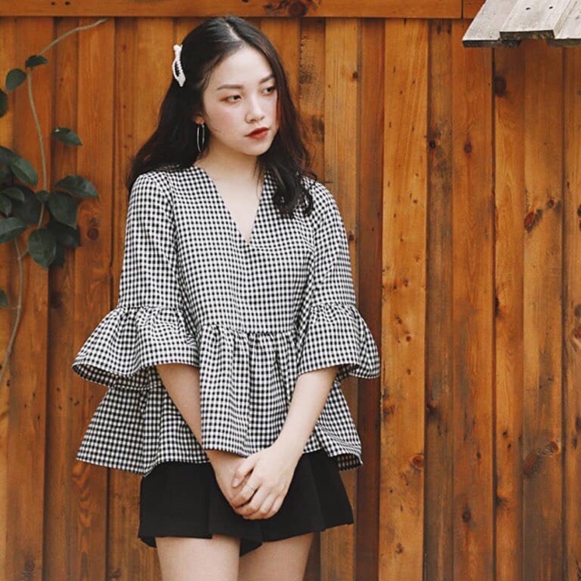 Áo babydoll kẻ