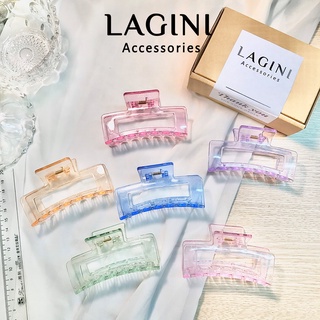 Kẹp tóc nhựa vuông hàn quốc càng cua to màu trong suốt đơn giản Lagini dành cho nữ nhựa acrylic xinh xắn