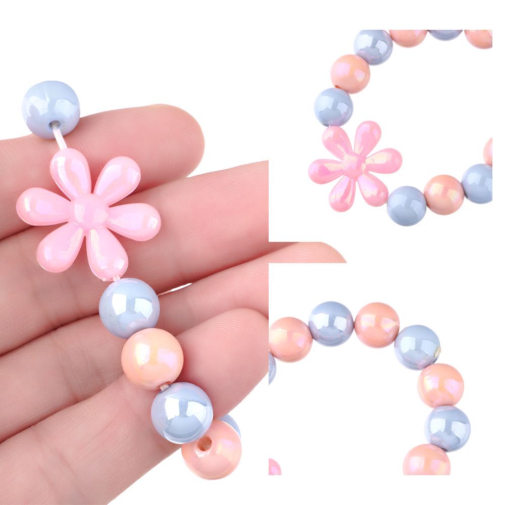 Vòng Tay Chuỗi Hạt Acrylic Nhiều Màu Sắc Hình Hoa Phong Cách Công Chúa Dành Cho Bé Gái
