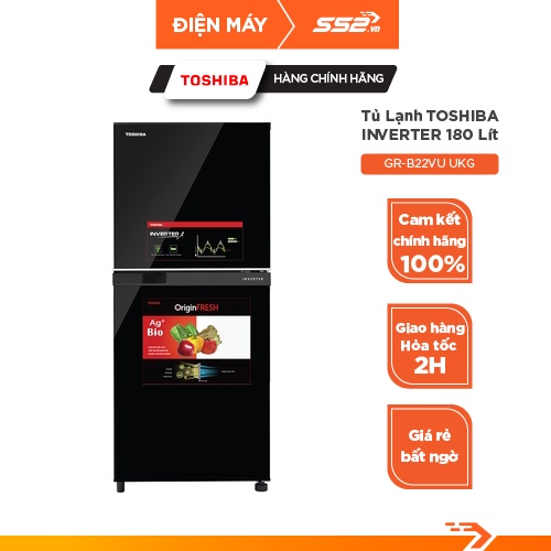Tủ lạnh Toshiba Inverter 180 lít GR-B22VU UKG - Cam Kết Chính Hãng 100%