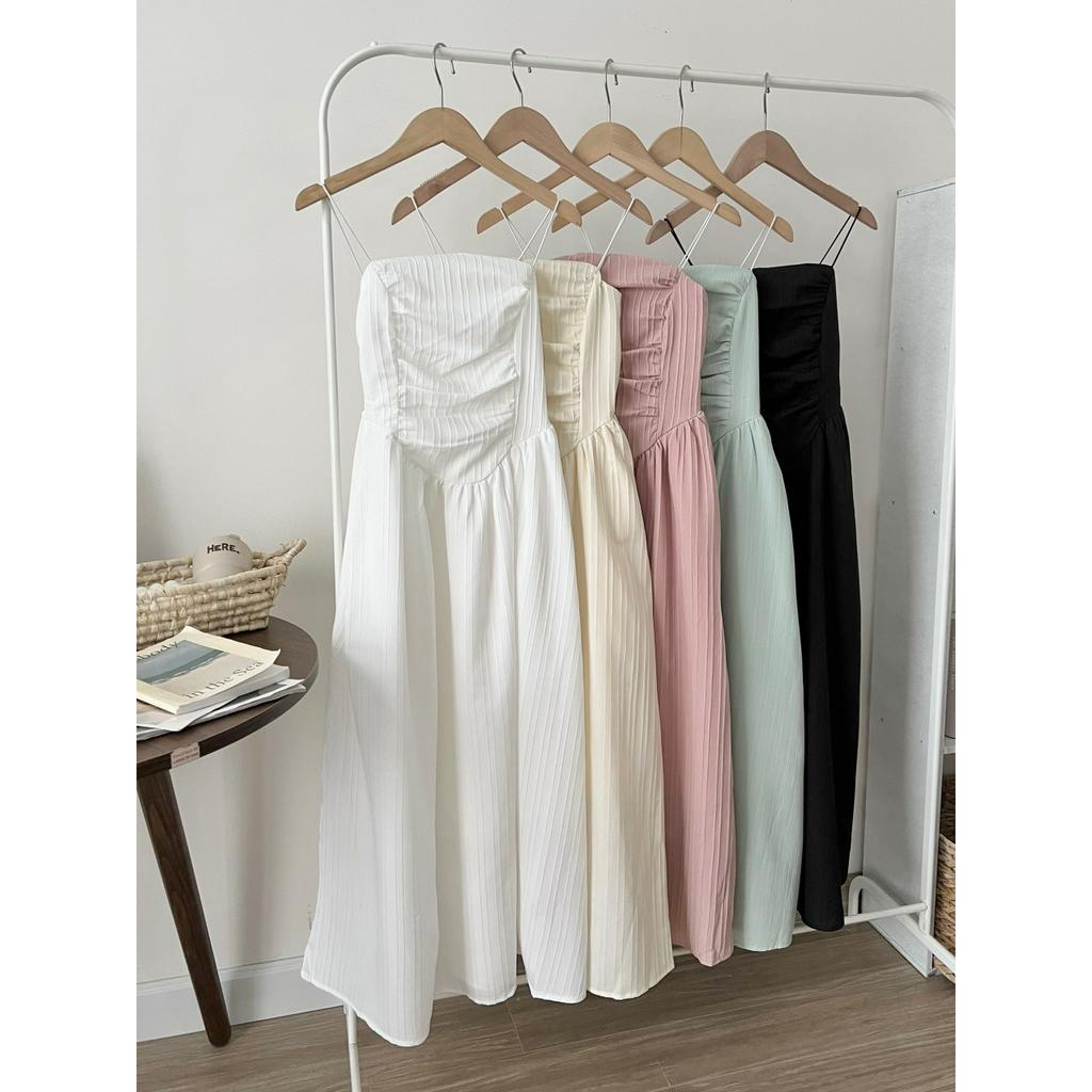 Váy hai dây maxi, đầm maxi dúm ngực lưng chun co giãn from_girls - V209 | BigBuy360 - bigbuy360.vn