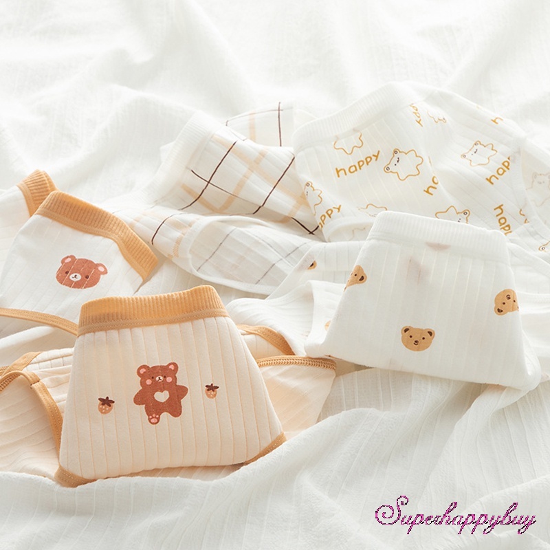 Quần Lót Cotton Mềm Mại In Họa Tiết Gấu Hoạt Hình Thoải Mái Cho Nữ