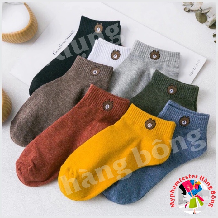 Túi 10 đôi tất gấu cotton co giãn cho bạn gái