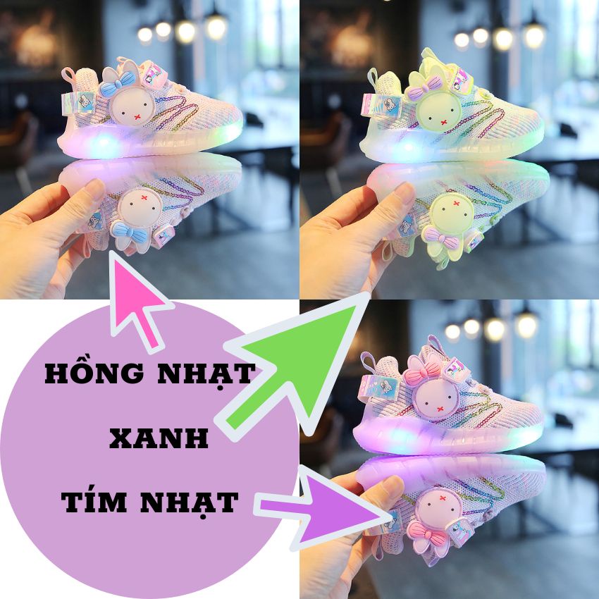 Giày Bé Gái Từ 1_5 Tuổi .Giày Tập Đi Cho Bé Gái Có Đèn Đế Êm Chân Thông Hơi Thoáng Khí kiểu Ngộ Nghĩnh Đáng Yêu GE05