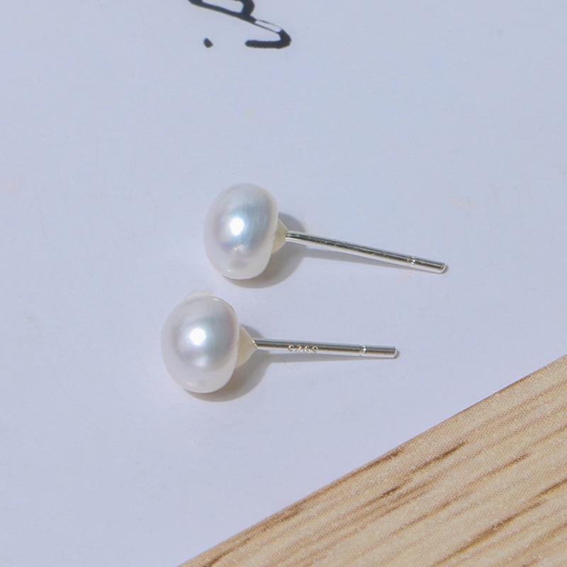 Bông Tai Bạc S925 Đính Ngọc Trai Giả Đơn Giản Thanh Lịch Cho Nữ