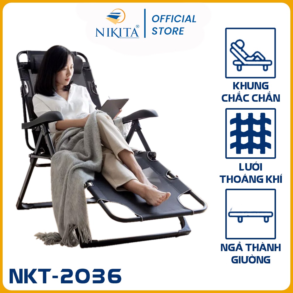 Ghế xếp thư giãn NIKITA NKT 2036, có thể thành giường gấp