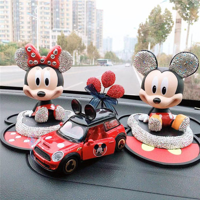 Phụ Kiện Trang Trí Xe Hơi Hình Chuột Mickey Đính Đá Đáng Yêu