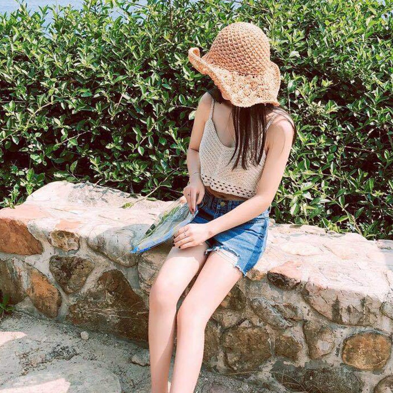 Áo Croptop Dệt Kim Không Tay Hai Dây Thời Trang Đi Biển Cho Nữ