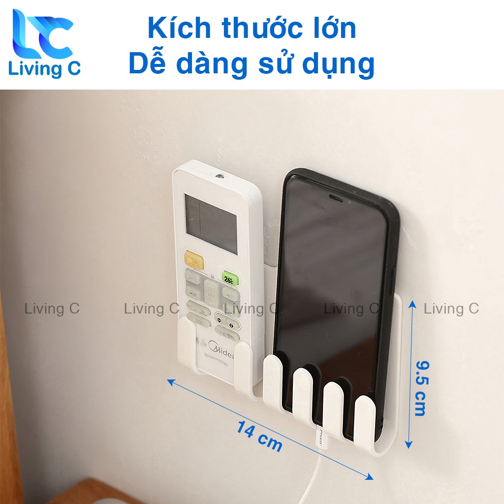 Giá đỡ điện thoại dán tường Living C, kệ đựng remote điều khiển có sẵn miếng dán tường _MBC