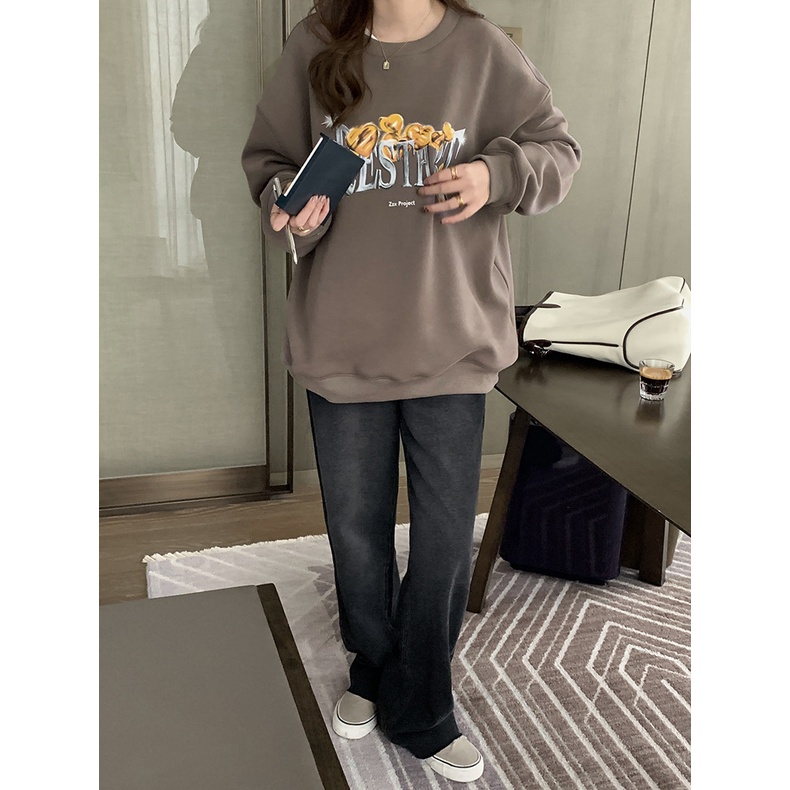 Quần Jean ống rộng nữ Dáng suông Lưng cao Form rộng Ulzzang Hàn Quốc Quần Bò nữ Cạp cao Thời trang Cao cấp