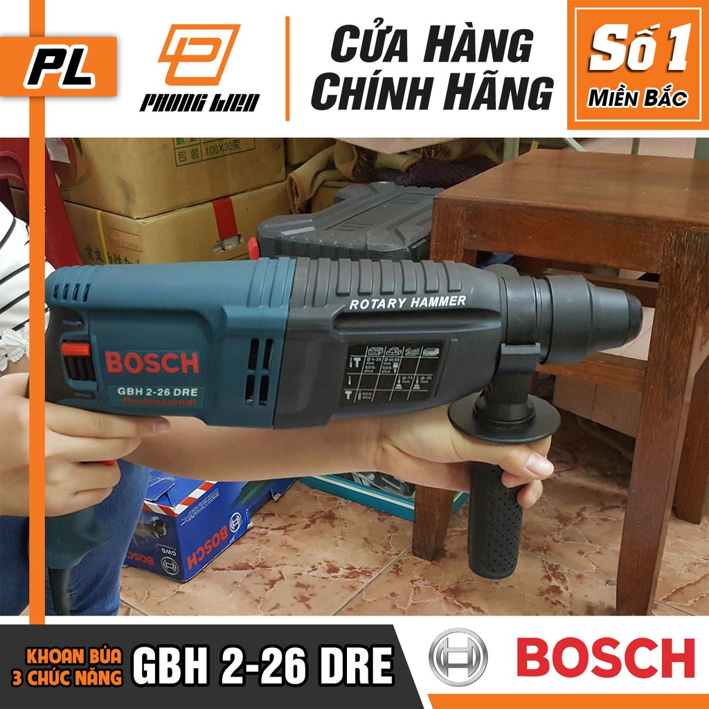 Máy Khoan Búa Bosch GBH 2-26 DRE (26MM-800W) - Chuyên Khoan Bê Tông, Có Đục - Hàng Chính Hãng