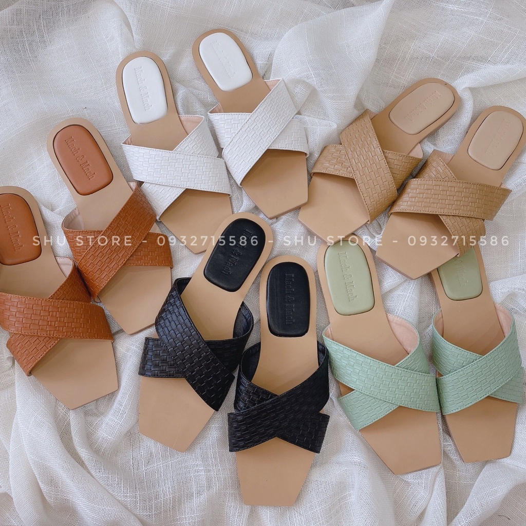 DÉP NỮ THỜI TRANG SIÊU XINH, DỄ THƯƠNG QUAI CHÉO Ô MŨI VUÔNG VN SHU STORE