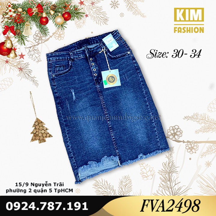 Chân Váy Jean Co Giãn Bigsize FVA2498 Size 30-34