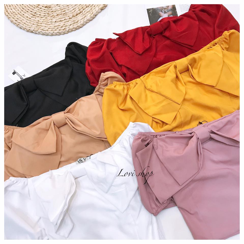 Áo croptop nơ ngực có nhiều màu Lovi