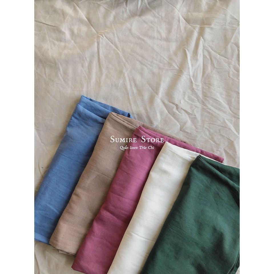 Sumire Store Quần Linen ống rộng Trúc Chi Không túi
