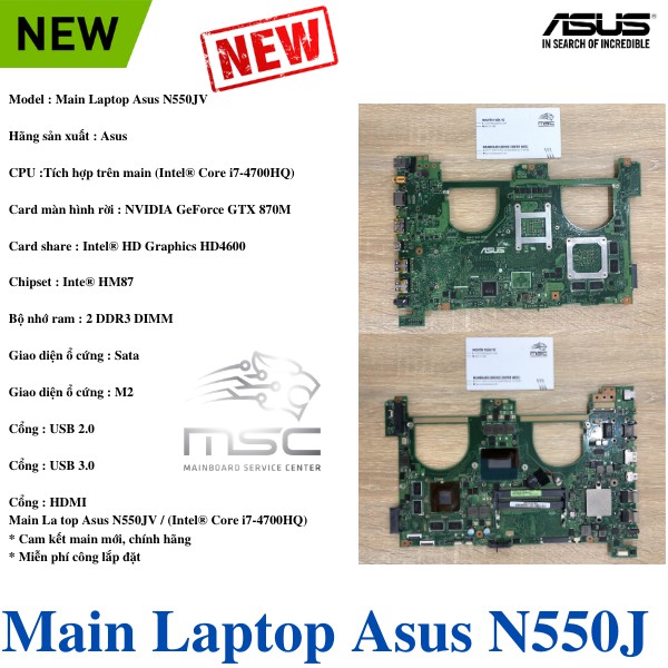 [CHẤT] Main Laptop Asus N550JV / (Intel® Core i7-4700HQ) VGA NVIDIA GeForce GTX 870M