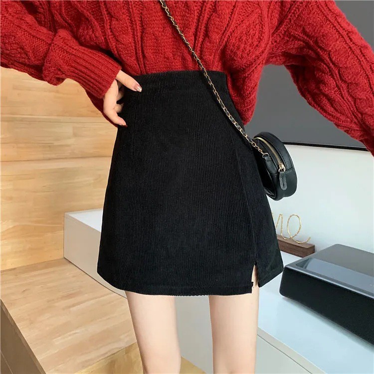 [Mã FAMAYWA giảm 10K đơn 50K] Chân Váy Chữ A Corduroy Nhung Tăm Lưng Cao Xẻ Tà Thu Đông Hot Trend - MSP B01 | BigBuy360 - bigbuy360.vn