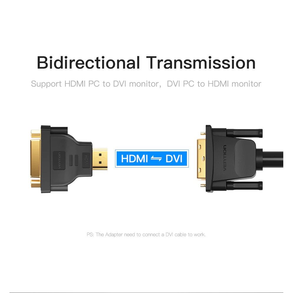 [HDMI to DVI 24+5] Đầu chuyển HDMI sang DVI Vention ECCB0