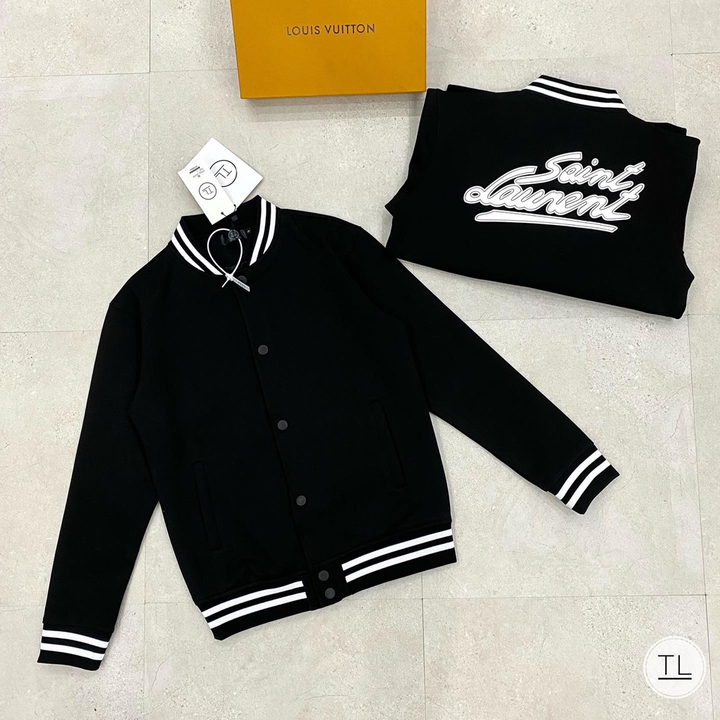 Áo khoác Bomber ☀ ĐỦ SIZE 45-85 KG ☀ Saint Laurent logo vá da lưng